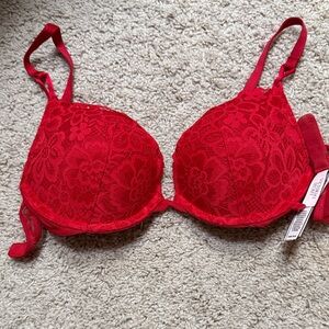 Victoria's Secret Red Lace Floral push up Bra